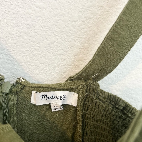 Madewell Linen Blend Olive Green Jumpsuit - Size 10 - Picture 7 of 9